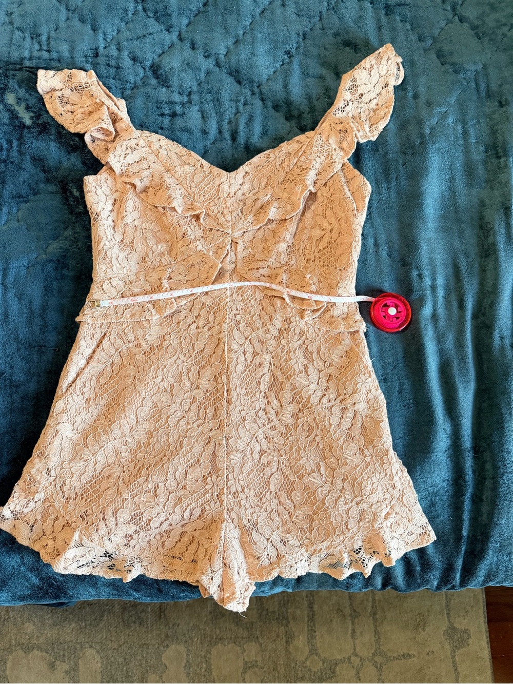 BCBGeneration Blush Lace Ruffle Romper - Picture 2 of 6